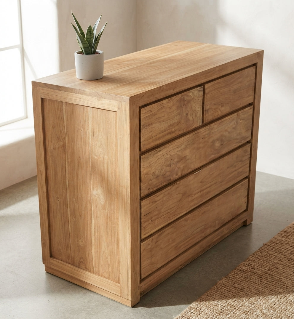 Teak chest of drawers Jepara – boho furniture handcrafted in Bali by BaliSouk (vue 2)