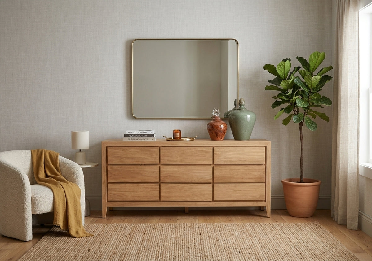 Teak chest of drawers Laci 3X3 – boho furniture handcrafted in Bali by BaliSouk (vue 6)