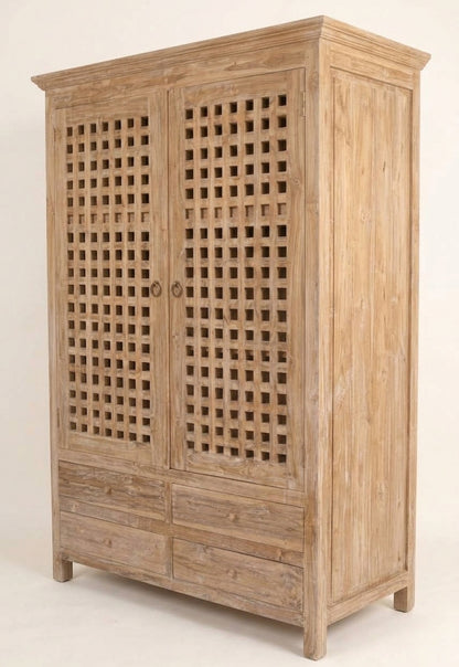 Teak wardrobe Kotak – boho furniture handcrafted in Bali by BaliSouk (vue 2)
