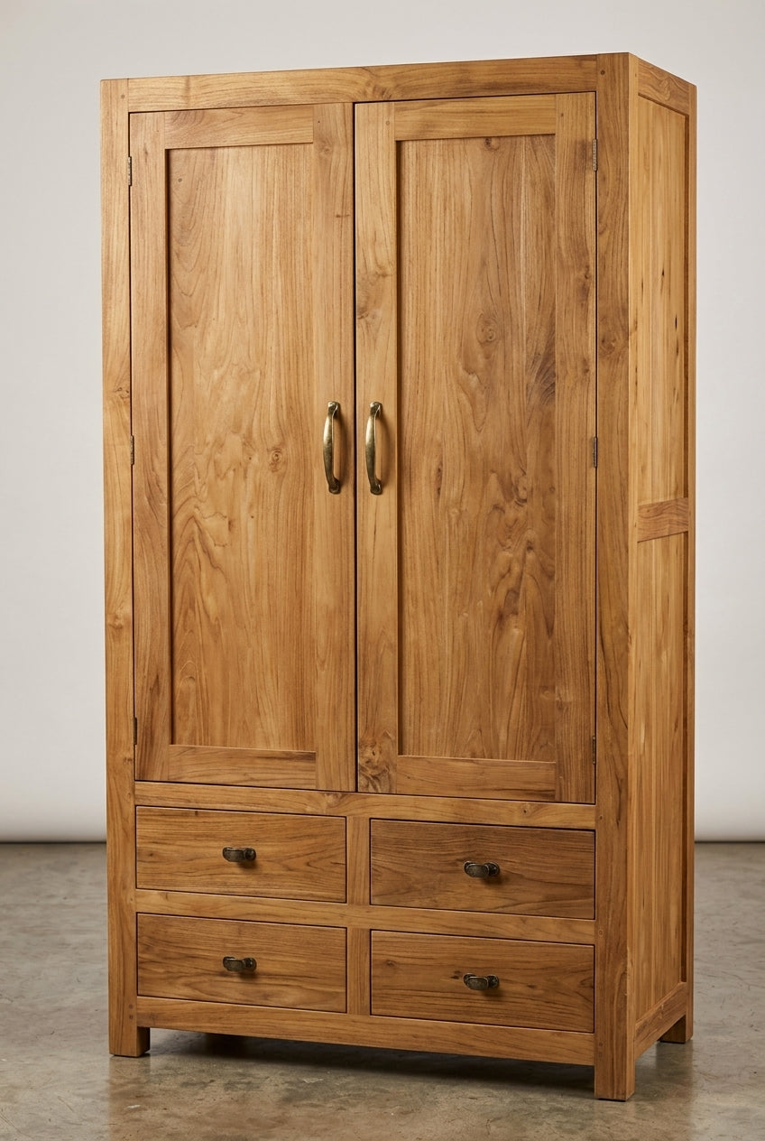 Teak wardrobe Bole – boho furniture handcrafted in Bali by BaliSouk (vue 2)
