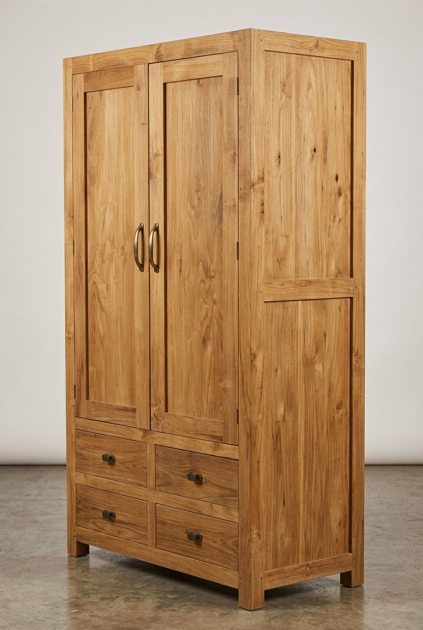 Teak wardrobe Bole – boho furniture handcrafted in Bali by BaliSouk (vue 3)