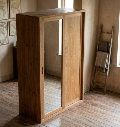 Teak wardrobe Inci 2 Mirror – boho furniture handcrafted in Bali by BaliSouk (vue 5)