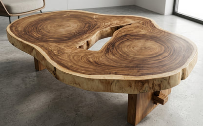 Suar coffee table Slice XXL Suar – boho furniture handcrafted in Bali by BaliSouk (vue 3)