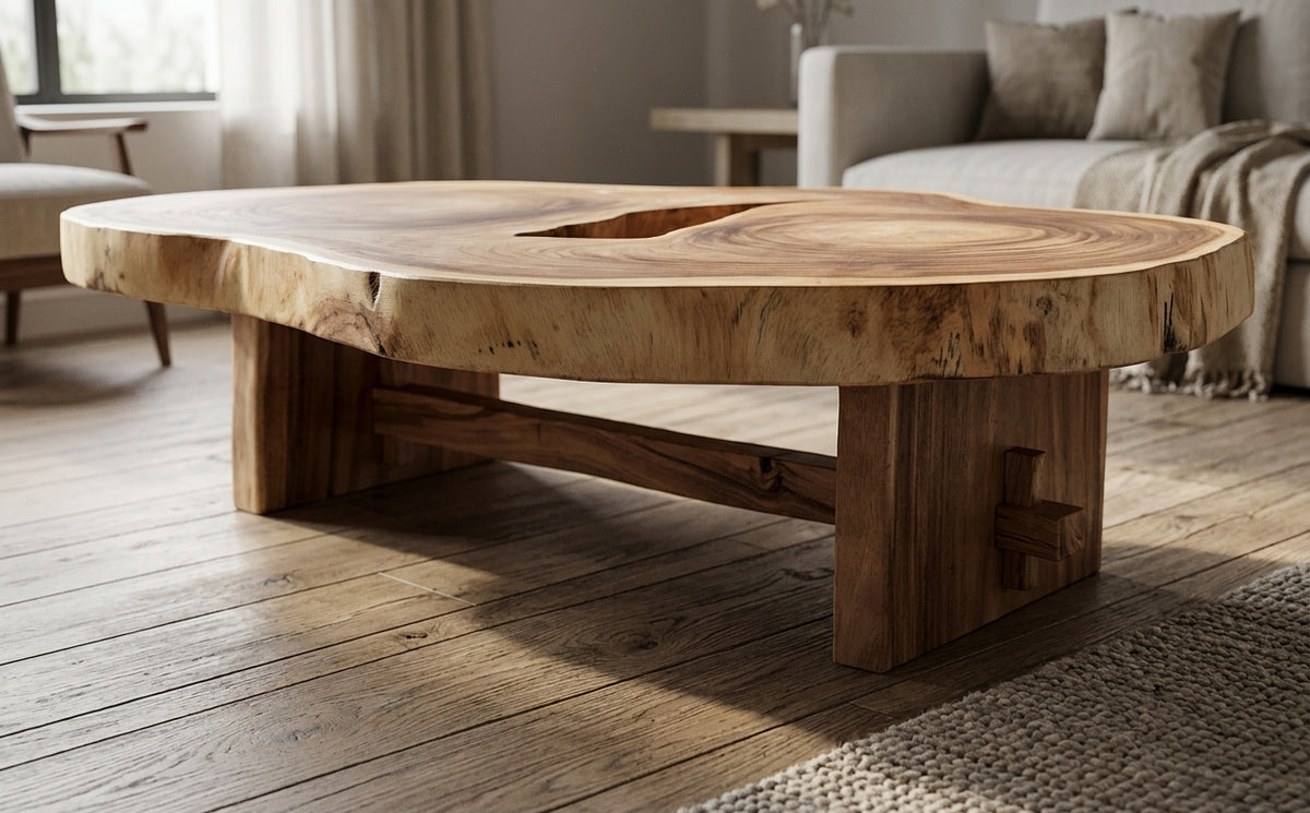Suar coffee table Slice XXL Suar – boho furniture handcrafted in Bali by BaliSouk (vue 4)