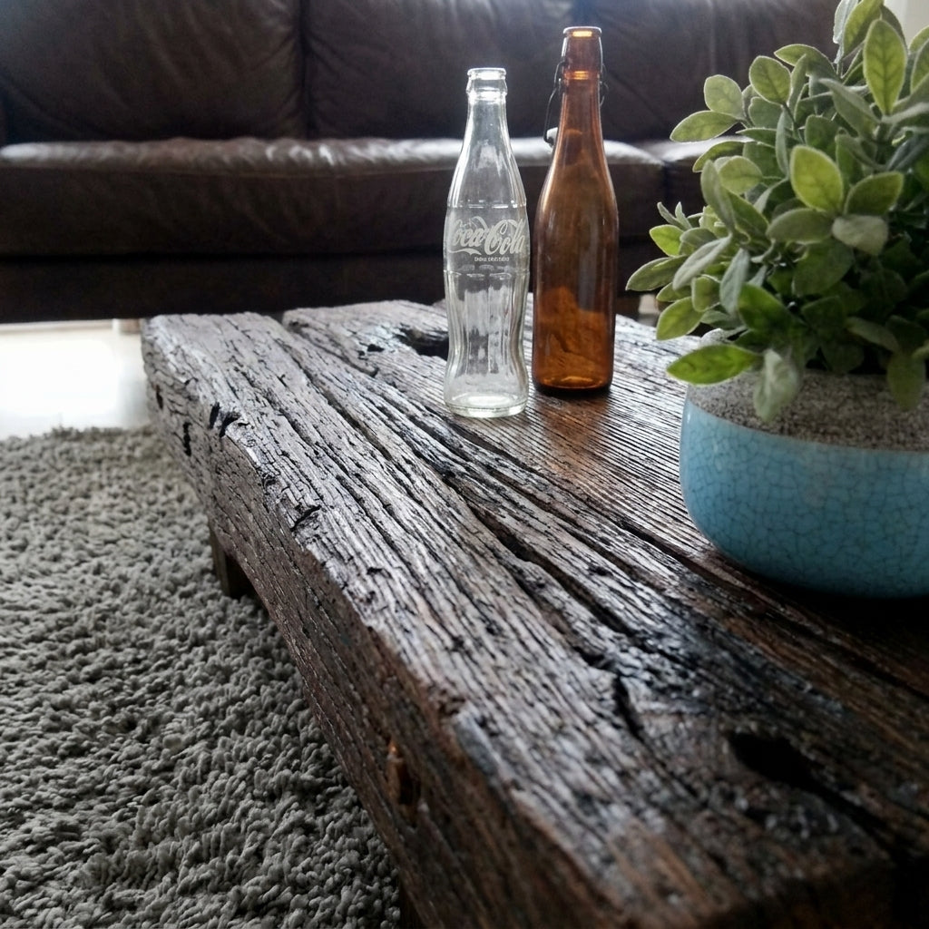 Reclaimed Wood coffee table Railway Wood – boho furniture handcrafted in Bali by BaliSouk