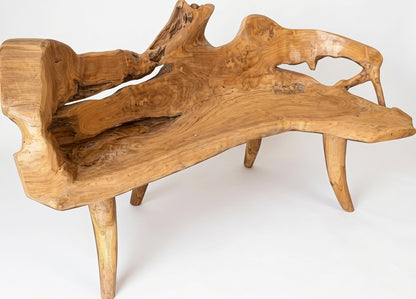 Teak Root bench – boho furniture handcrafted in Bali by BaliSouk