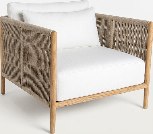 Teak garden sofa Mooera Single – boho outdoor furniture handcrafted in Bali by BaliSouk (view 4)