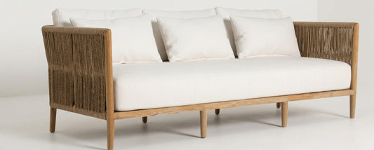 Teak garden sofa Mooera Triple – boho outdoor furniture handcrafted in Bali by BaliSouk (view 3)