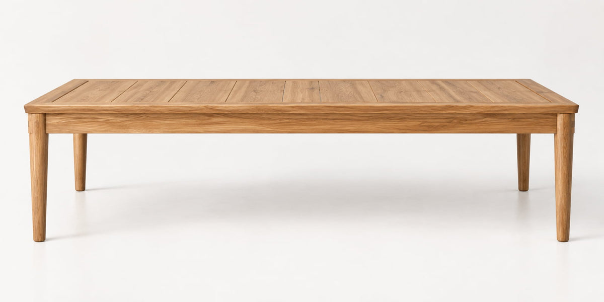 Teak coffee table Mooera – boho outdoor furniture handcrafted in Bali by BaliSouk