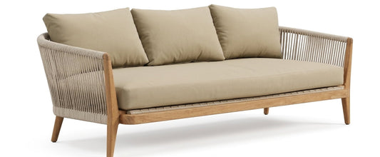 Teak garden sofa Corso Triple – boho outdoor furniture handcrafted in Bali by BaliSouk