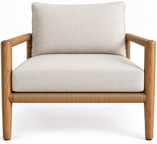 Teak garden sofa Metro Single – boho outdoor furniture handcrafted in Bali by BaliSouk