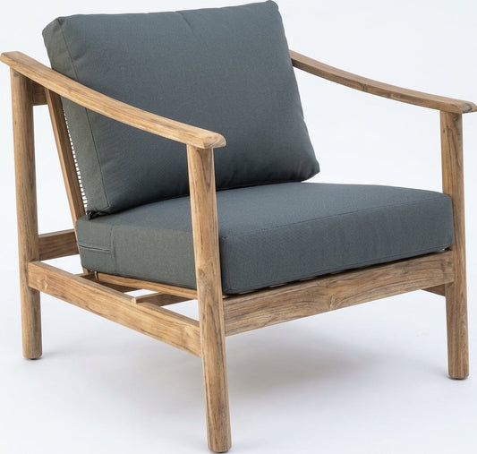 Teak garden sofa Miazaki Single – boho outdoor furniture handcrafted in Bali by BaliSouk