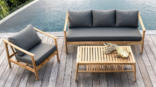 Teak garden sofa Miazaki 3 Seats – boho outdoor furniture handcrafted in Bali by BaliSouk (view 7)