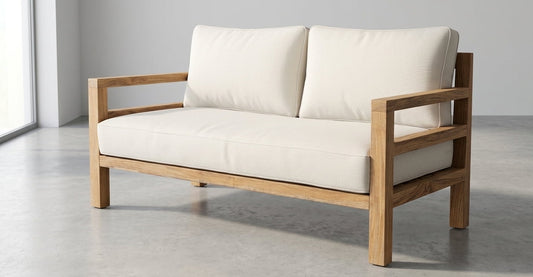 Teak garden sofa Timo Double – boho outdoor furniture handcrafted in Bali by BaliSouk (view 3)
