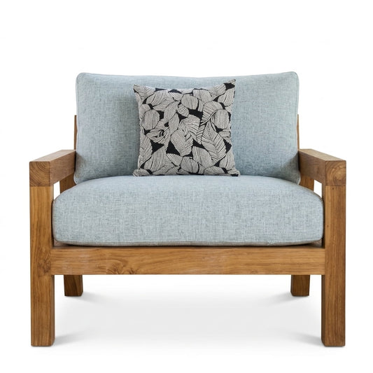 Teak garden sofa Bonanza Single – boho outdoor furniture handcrafted in Bali by BaliSouk