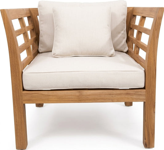 Teak garden sofa Emma Single – boho outdoor furniture handcrafted in Bali by BaliSouk