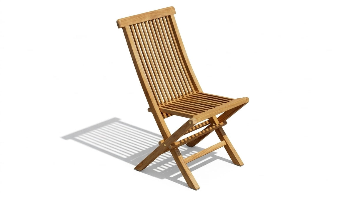 Teak garden chair Pliante – boho outdoor furniture handcrafted in Bali by BaliSouk (view 2) – set of 2