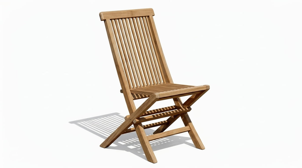 Teak garden chair Pliante – boho outdoor furniture handcrafted in Bali by BaliSouk (view 3) – set of 2