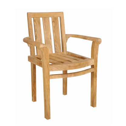 Teak garden chair Stacking – boho outdoor furniture handcrafted in Bali by BaliSouk – set of 2