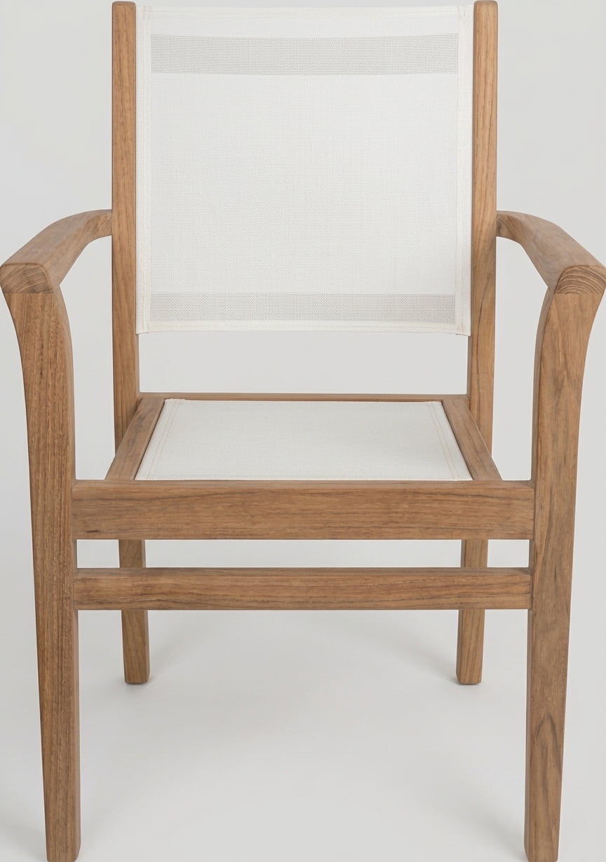 Teak garden chair Stacking – boho outdoor furniture handcrafted in Bali by BaliSouk – set of 2