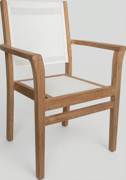 Teak garden chair Stacking – boho outdoor furniture handcrafted in Bali by BaliSouk (view 2) – set of 2