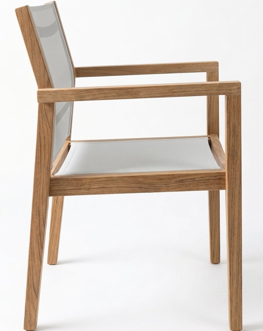 Teak garden chair Nalini Stacking – boho outdoor furniture handcrafted in Bali by BaliSouk – set of 2
