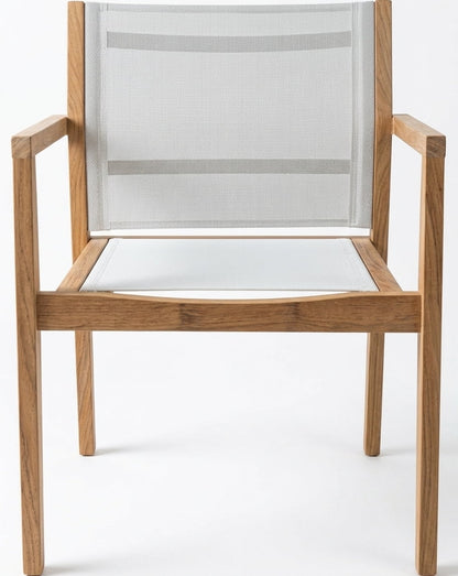 Teak garden chair Nalini Stacking – boho outdoor furniture handcrafted in Bali by BaliSouk (view 3) – set of 2