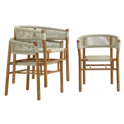 Teak garden chair Kiwi – boho outdoor furniture handcrafted in Bali by BaliSouk (view 5) – set of 2