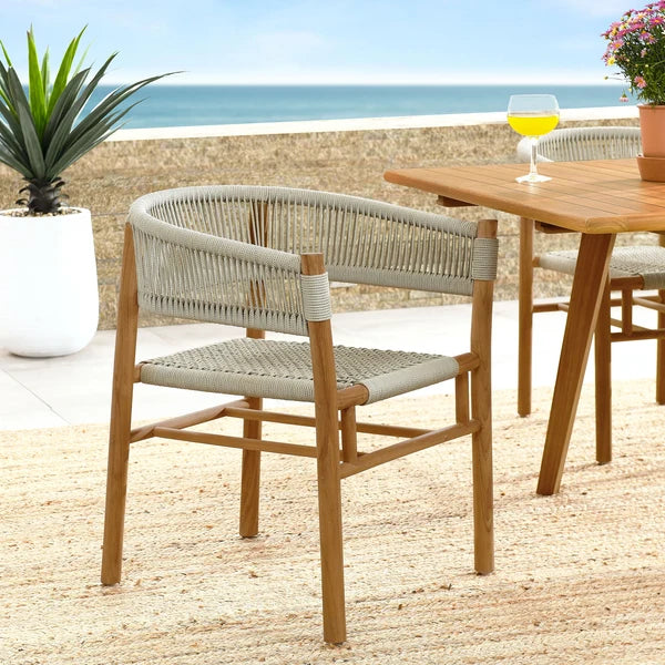 Teak garden chair Kiwi – boho outdoor furniture handcrafted in Bali by BaliSouk (view 8) – set of 2