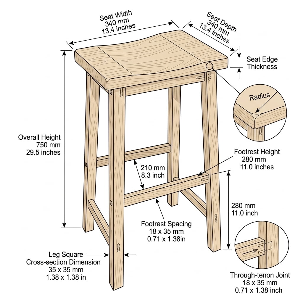 Teak bar stool Kotak – boho outdoor furniture handcrafted in Bali by BaliSouk – set of 2