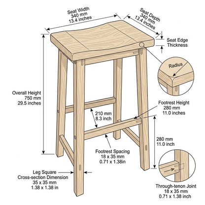 Teak bar stool Kotak – boho outdoor furniture handcrafted in Bali by BaliSouk – set of 2