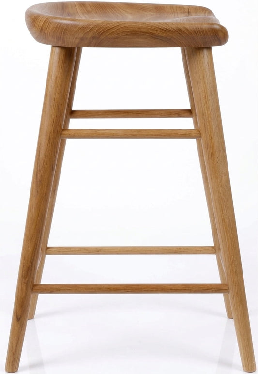 Teak bar stool Crank – boho outdoor furniture handcrafted in Bali by BaliSouk – set of 2