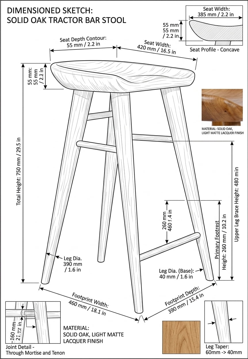 Teak bar stool Crank – boho outdoor furniture handcrafted in Bali by BaliSouk (view 2) – set of 2