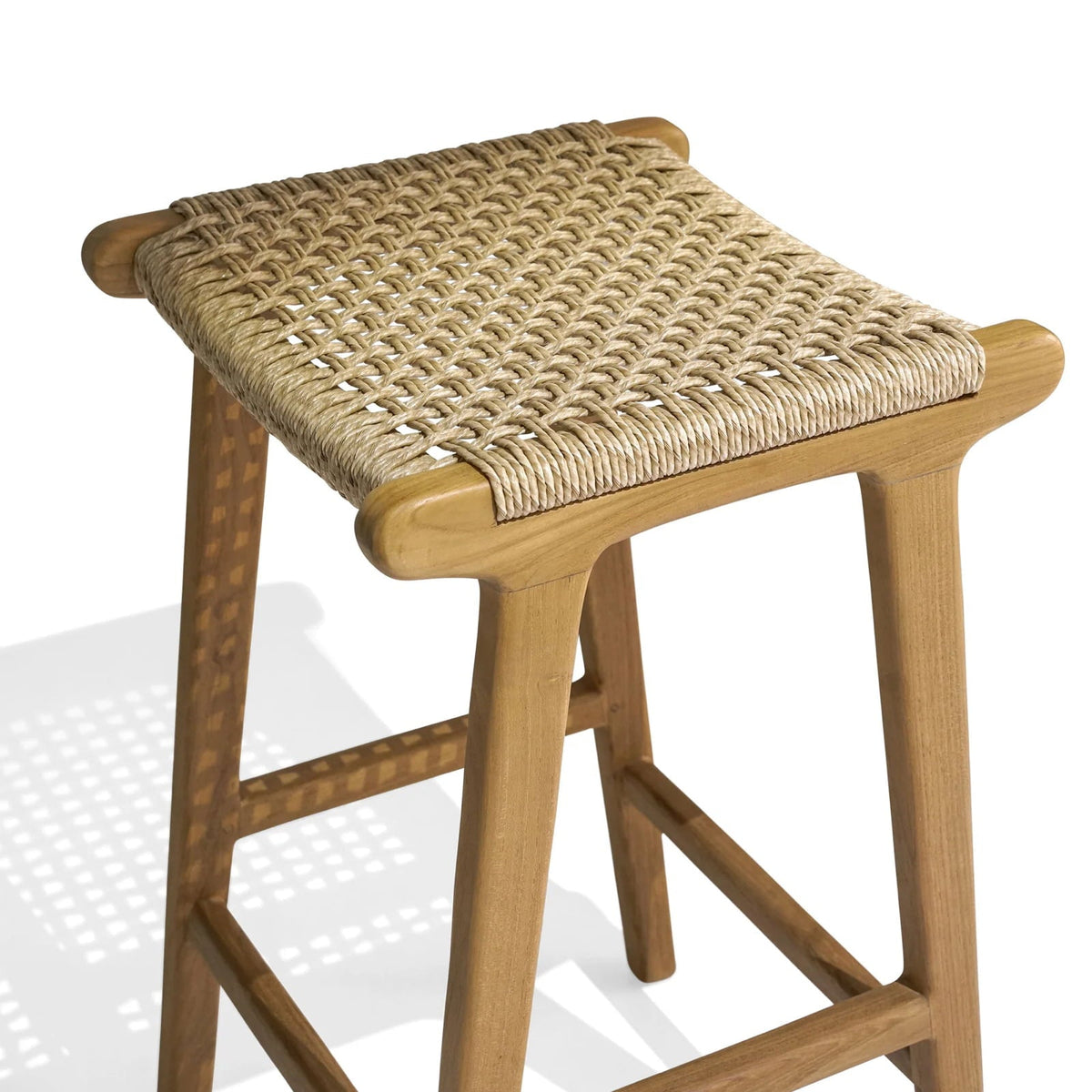 Teak bar stool Marlboro – boho outdoor furniture handcrafted in Bali by BaliSouk (view 5) – set of 2