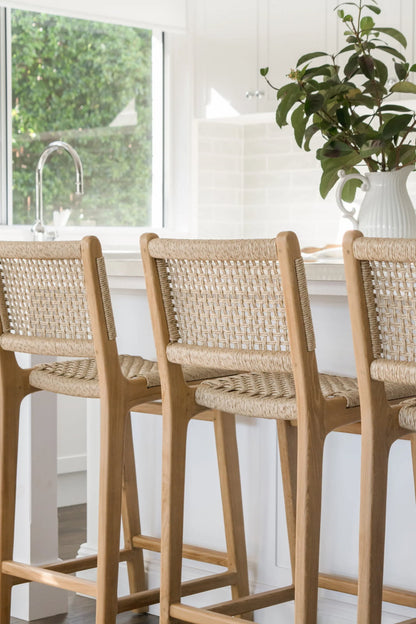 Teak bar stool Marlboro – boho outdoor furniture handcrafted in Bali by BaliSouk (view 6) – set of 2