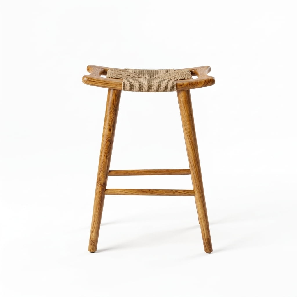 Teak bar stool Sayap – boho outdoor furniture handcrafted in Bali by BaliSouk – set of 2