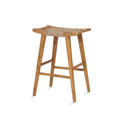 Teak bar stool Sayap – boho outdoor furniture handcrafted in Bali by BaliSouk (view 3) – set of 2