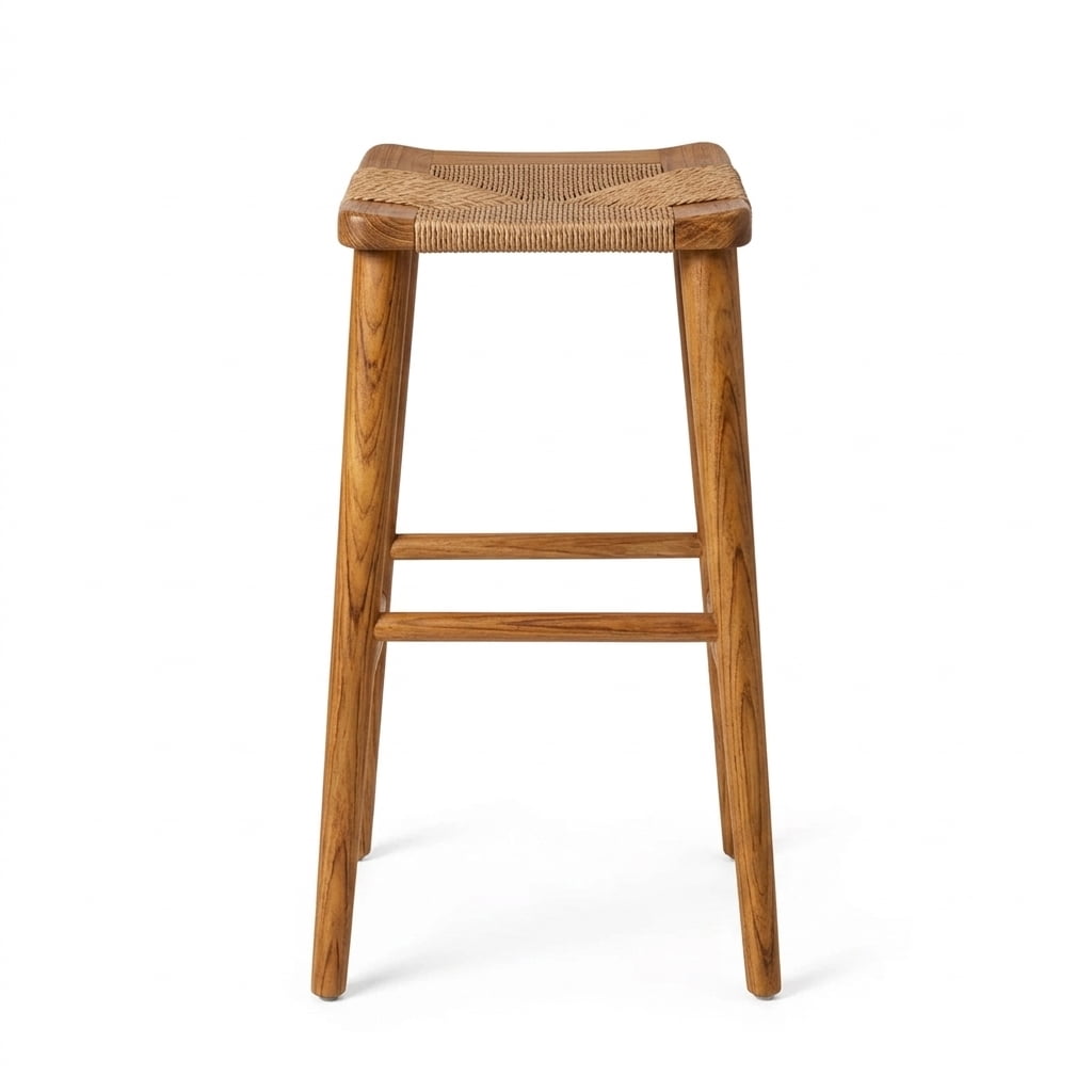 Teak bar stool Sayap – boho outdoor furniture handcrafted in Bali by BaliSouk (view 5) – set of 2