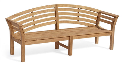 Teak garden bench Kipas – boho outdoor furniture handcrafted in Bali by BaliSouk (view 2) – set of 2