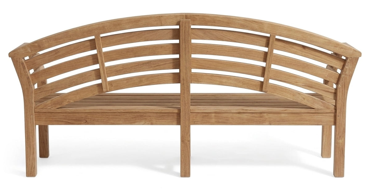 Teak garden bench Kipas – boho outdoor furniture handcrafted in Bali by BaliSouk (view 3) – set of 2