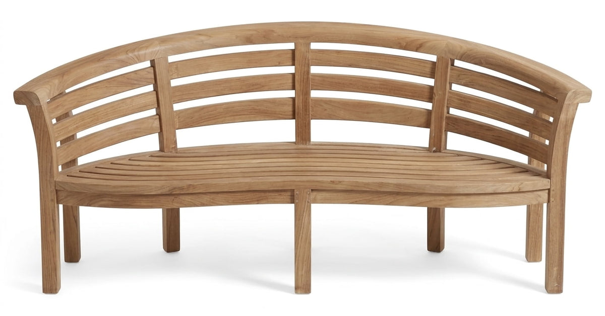 Teak garden bench Kipas – boho outdoor furniture handcrafted in Bali by BaliSouk (view 4) – set of 2