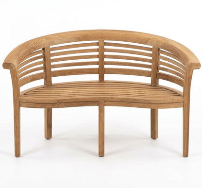 Teak garden bench Kipas – boho outdoor furniture handcrafted in Bali by BaliSouk (view 5) – set of 2
