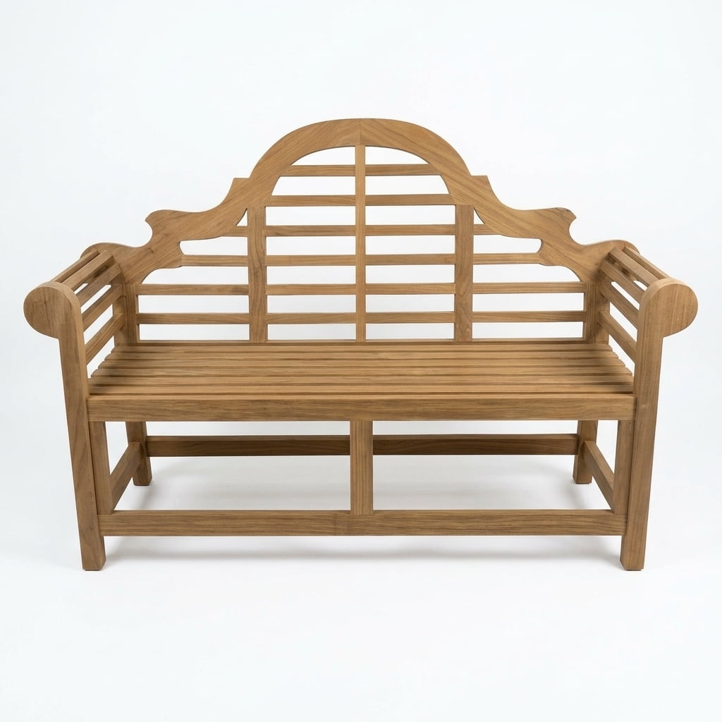 Teak garden bench Malboro – boho outdoor furniture handcrafted in Bali by BaliSouk – set of 2