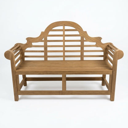 Teak garden bench Malboro – boho outdoor furniture handcrafted in Bali by BaliSouk – set of 2
