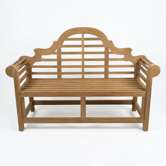 Teak garden bench Malboro – boho outdoor furniture handcrafted in Bali by BaliSouk – set of 2