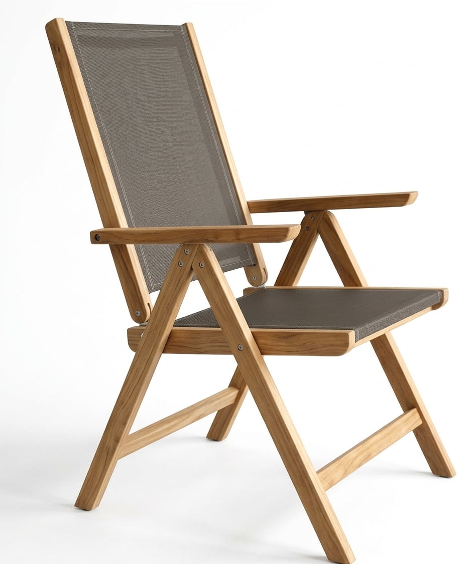 Teak garden chair Recliner Viet – boho outdoor furniture handcrafted in Bali by BaliSouk (view 2) – set of 2