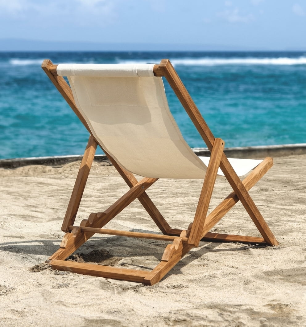 Teak garden chair Chili Folding – boho outdoor furniture handcrafted in Bali by BaliSouk (view 4) – set of 2