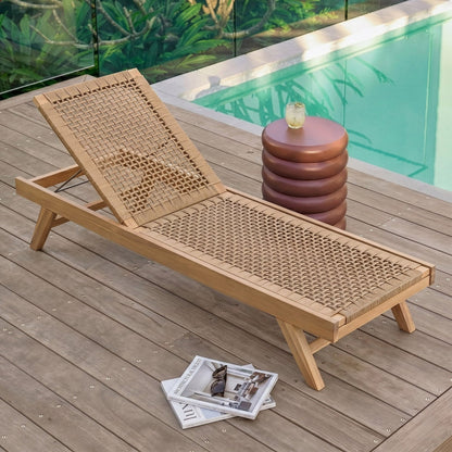Teak sun lounger Panama – boho outdoor furniture handcrafted in Bali by BaliSouk (view 7) – set of 2