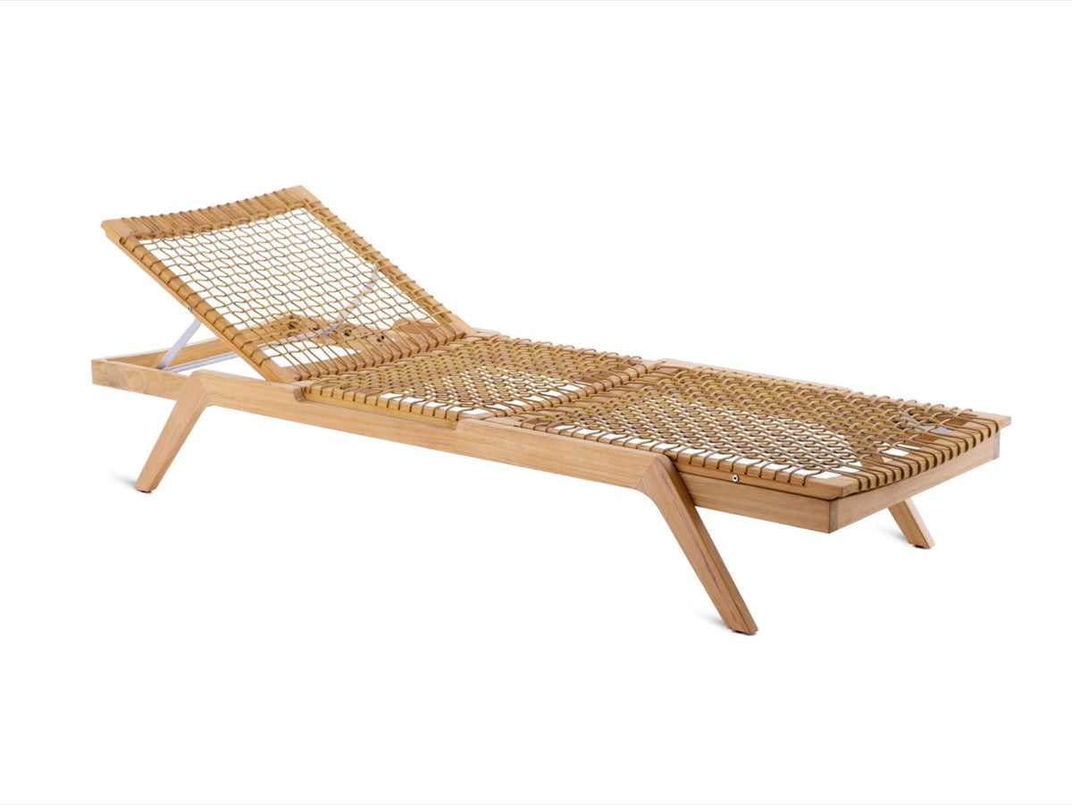 Teak sun lounger Noemi Stacking – boho outdoor furniture handcrafted in Bali by BaliSouk (view 5) – set of 2