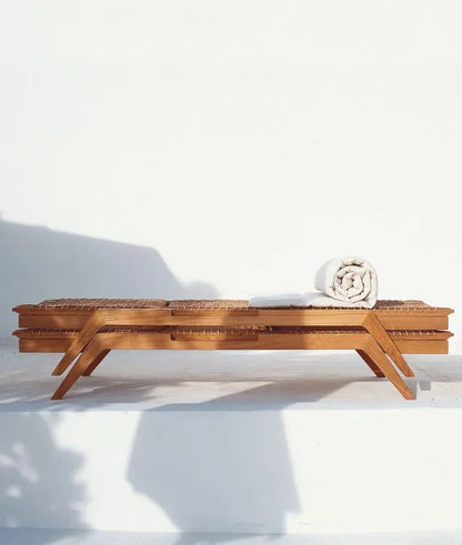 Teak sun lounger Noemi Stacking – boho outdoor furniture handcrafted in Bali by BaliSouk (view 6)